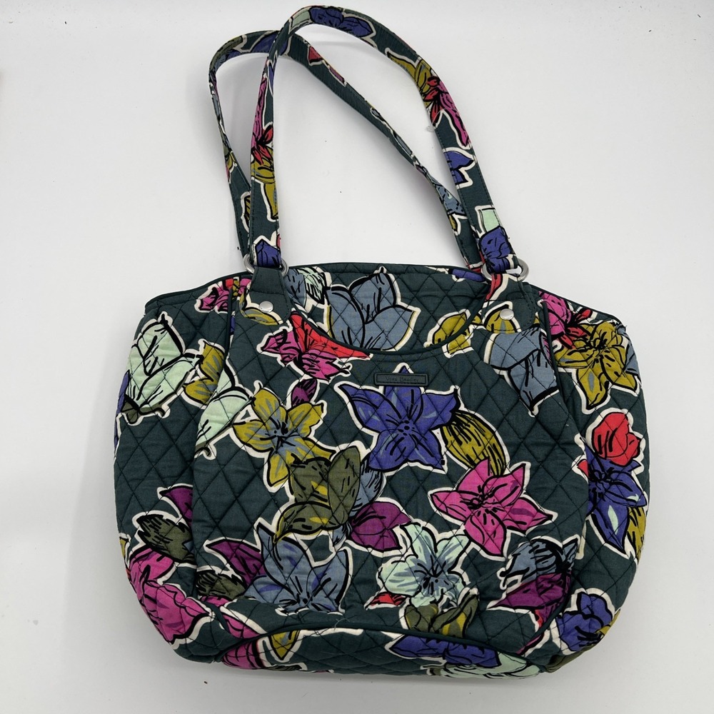 Vera Bradley Women's Blue/Green Floral Over The Shoulder Bag Purse 12x15"